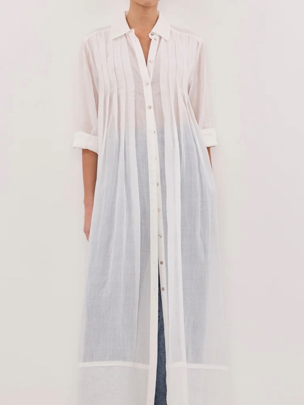 DISSH Carmel White Ramie Shirt Dress